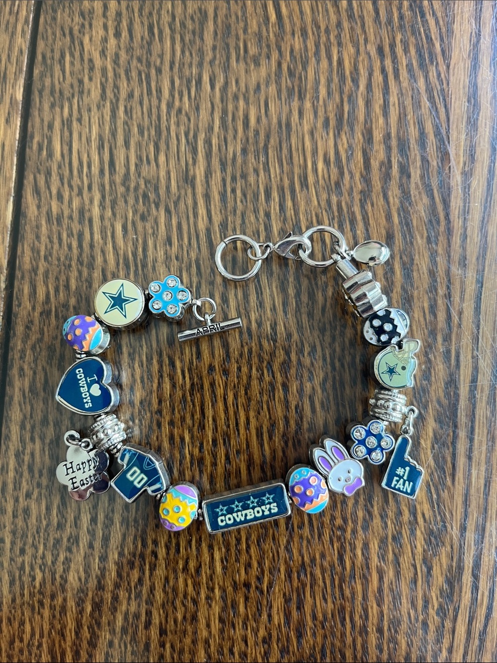 Dallas Cowboys Blue Charm Bracelet - April edition